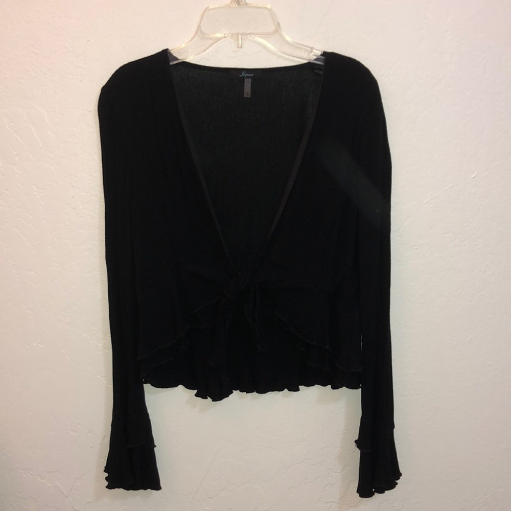 Black lightweight ruffle top